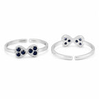 Marvel Silver blue stone bow adjustable toe ring for women