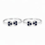 Marvel Silver blue stone bow adjustable toe ring for women