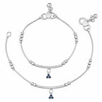 Marvel Silver Baby Payal Blue Stone Charm