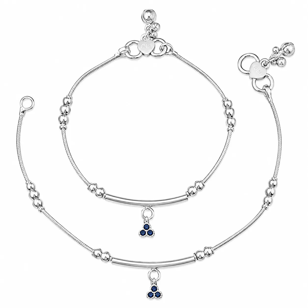 Marvel Silver Baby Payal Blue Stone Charm