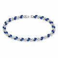 Marvel Silver blue stone leaf design silver bracelet for women with sparkling white stones