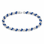 Marvel Silver blue stone leaf design silver bracelet for women with sparkling white stones