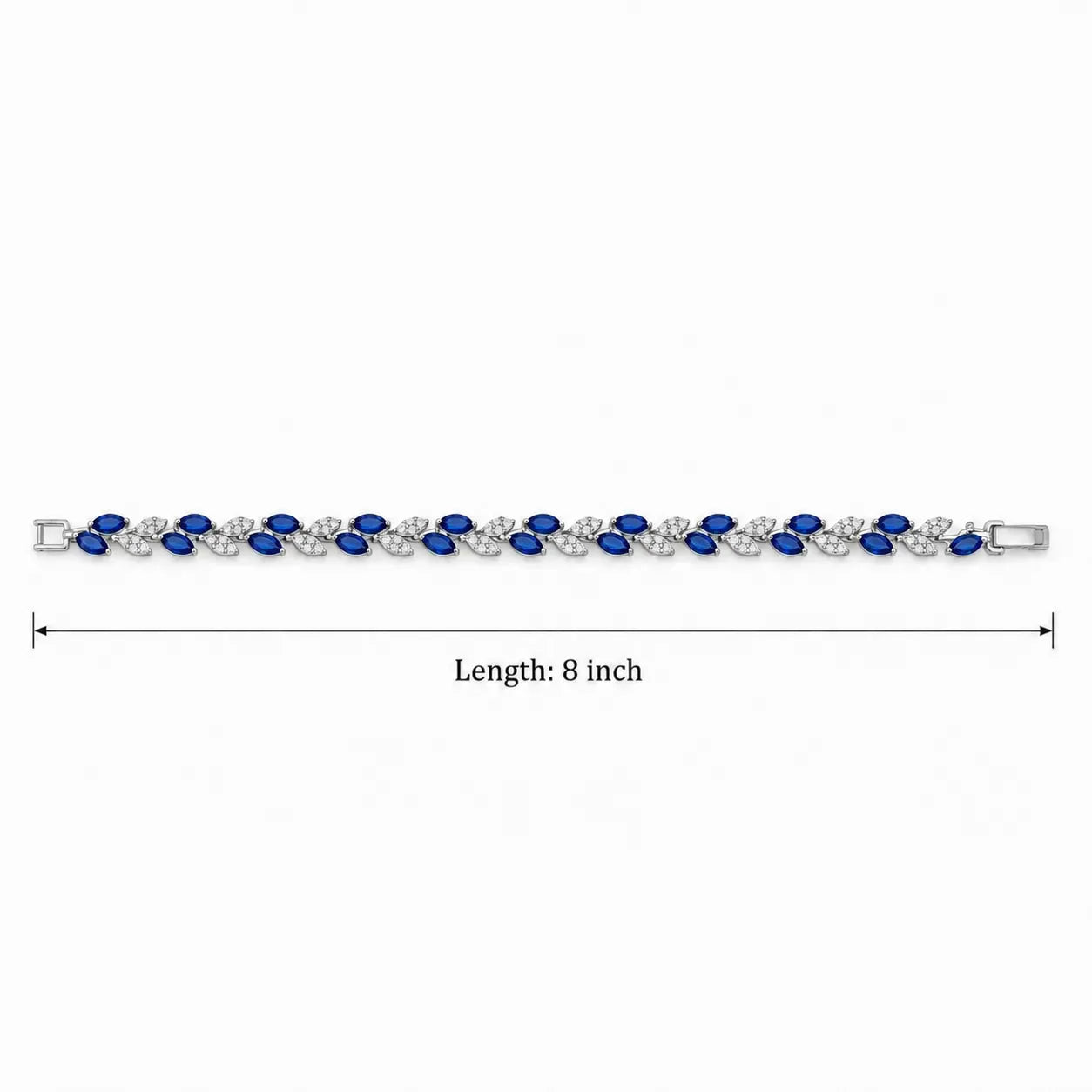 Marvel Silver blue stone leaf design silver bracelet for women with sparkling white stones