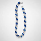 Marvel Silver blue stone leaf design silver bracelet for women with sparkling white stones
