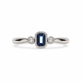 Marvel Silver blue stone silver ring for women with white side stones