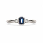 Marvel Silver blue stone silver ring for women with white side stones