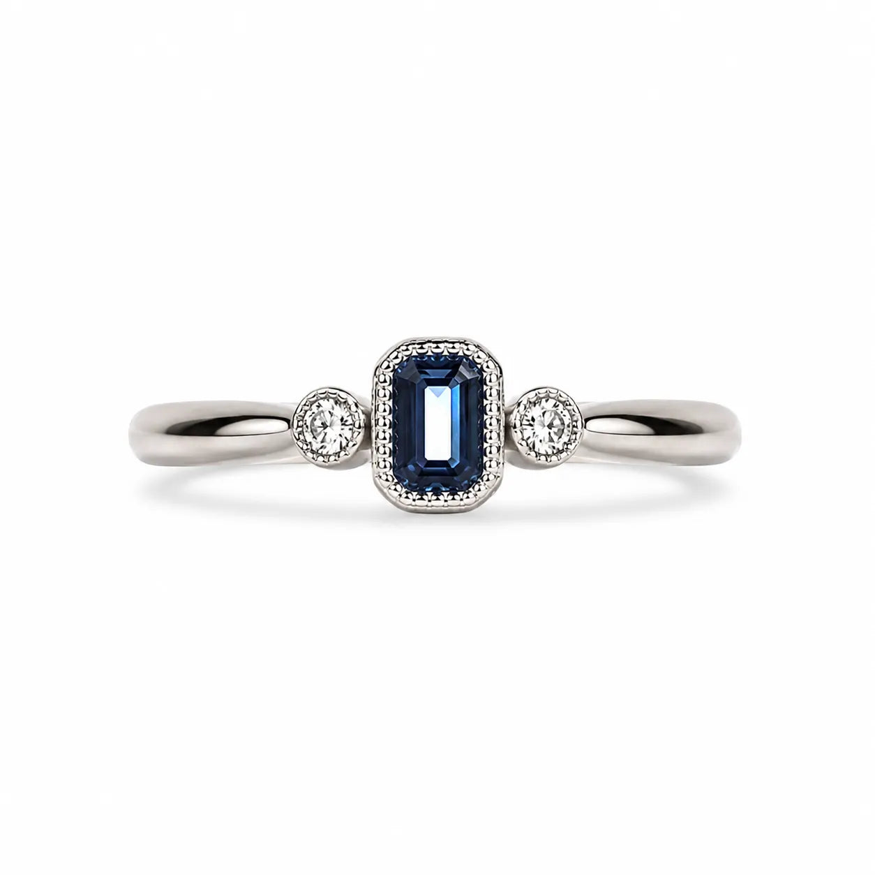 Marvel Silver blue stone silver ring for women with white side stones