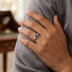 Marvel Silver blue stone silver ring for women with white side stones