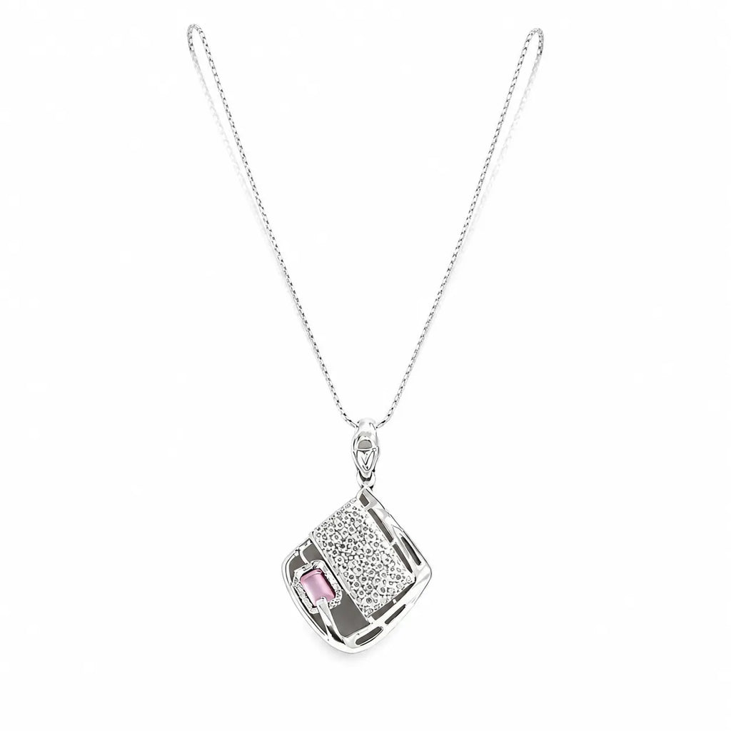 Marvel Silver book design silver chain pendant for girls with sparkling stone detailing