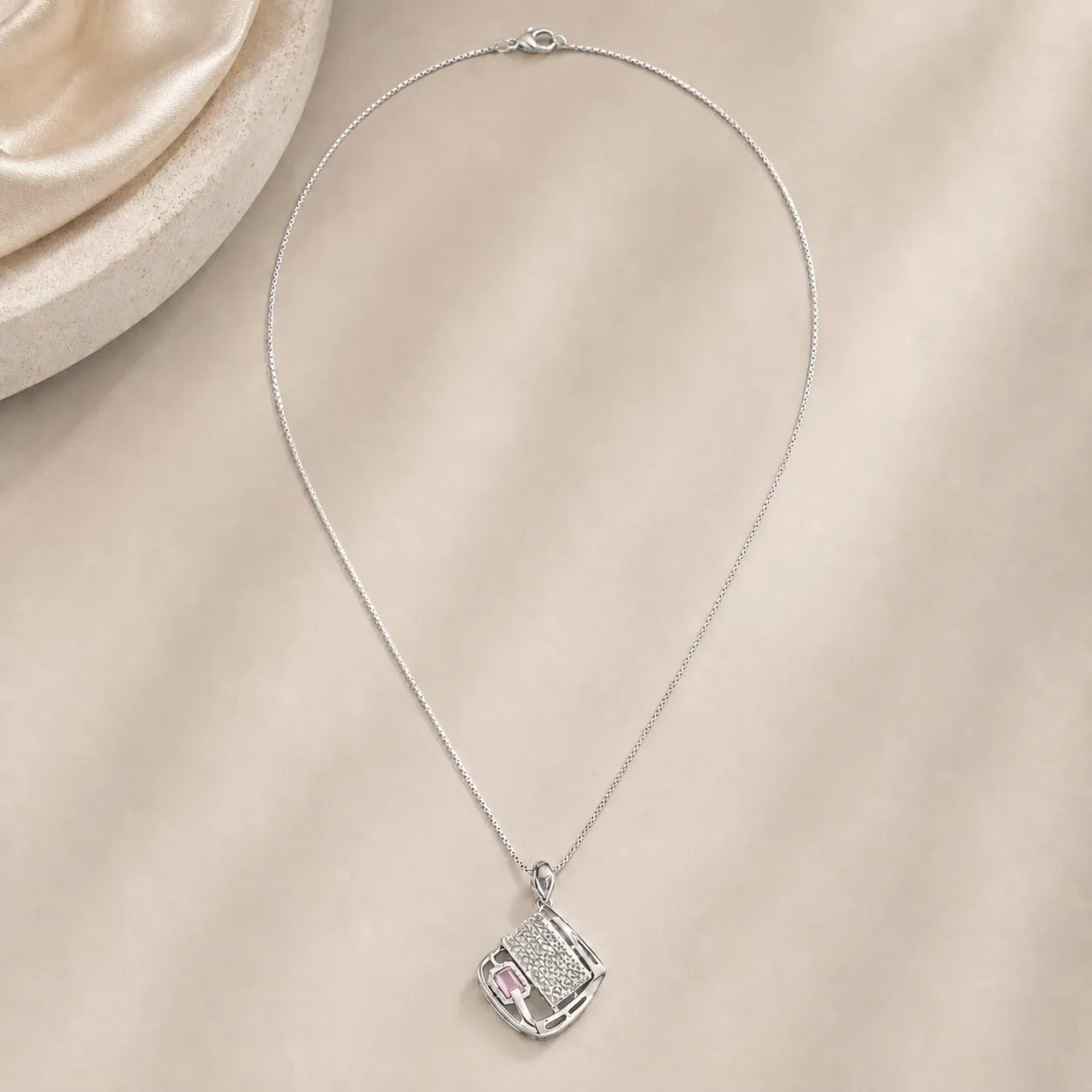 Marvel Silver book design silver chain pendant for girls with sparkling stone detailing