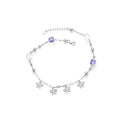 Marvel Silver Bow Charm Anklet with crystal cube beads and adjustable silver chain for women and girls.