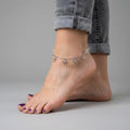 Marvel Silver Bow Charm Anklet with crystal cube beads and adjustable silver chain for women and girls.
