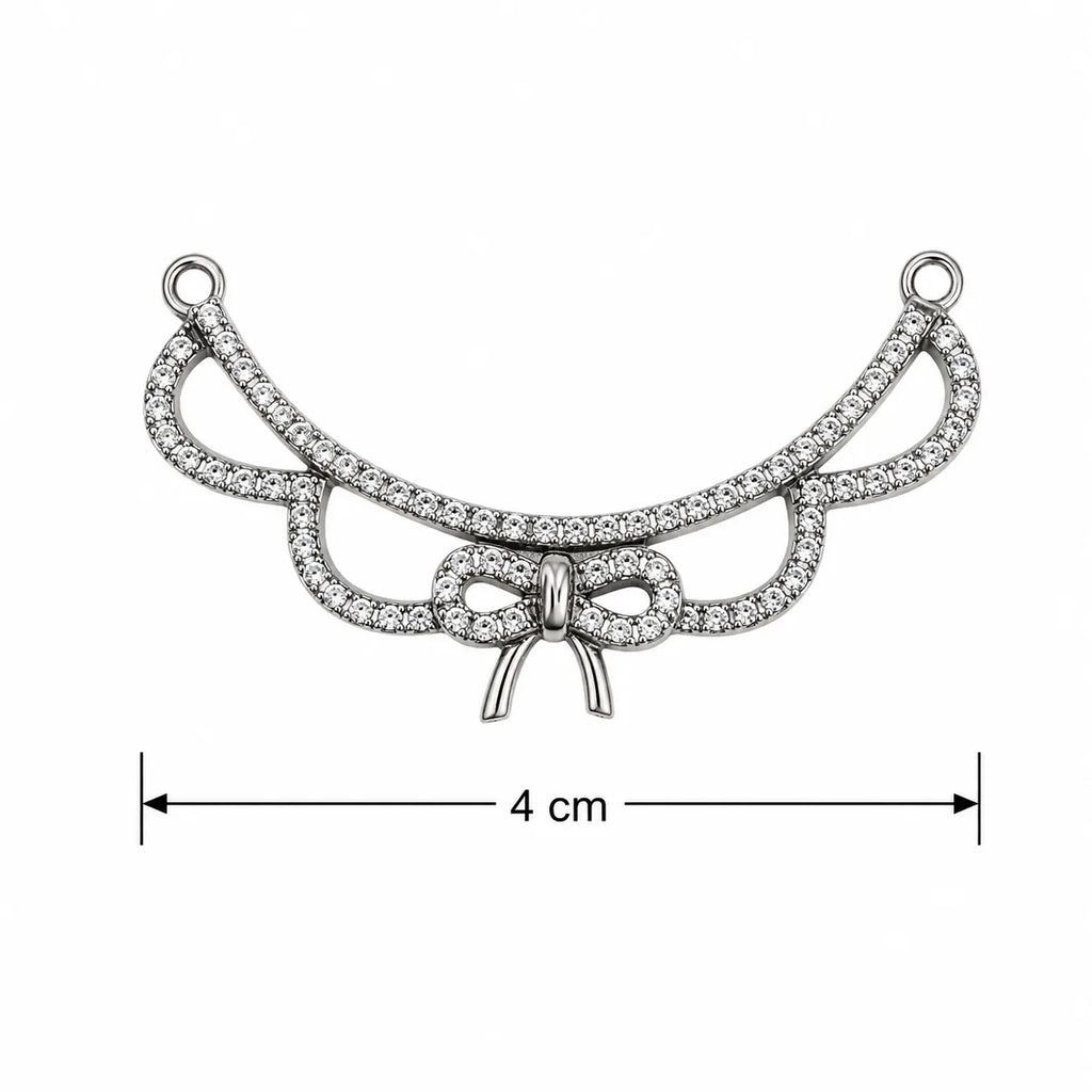 Marvel Silver bow design black beads mangalsutra for women with 4 cm pendant