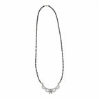 Marvel Silver bow design black beads mangalsutra for women with 4 cm pendant