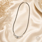 Marvel Silver bow design black beads mangalsutra for women with 4 cm pendant