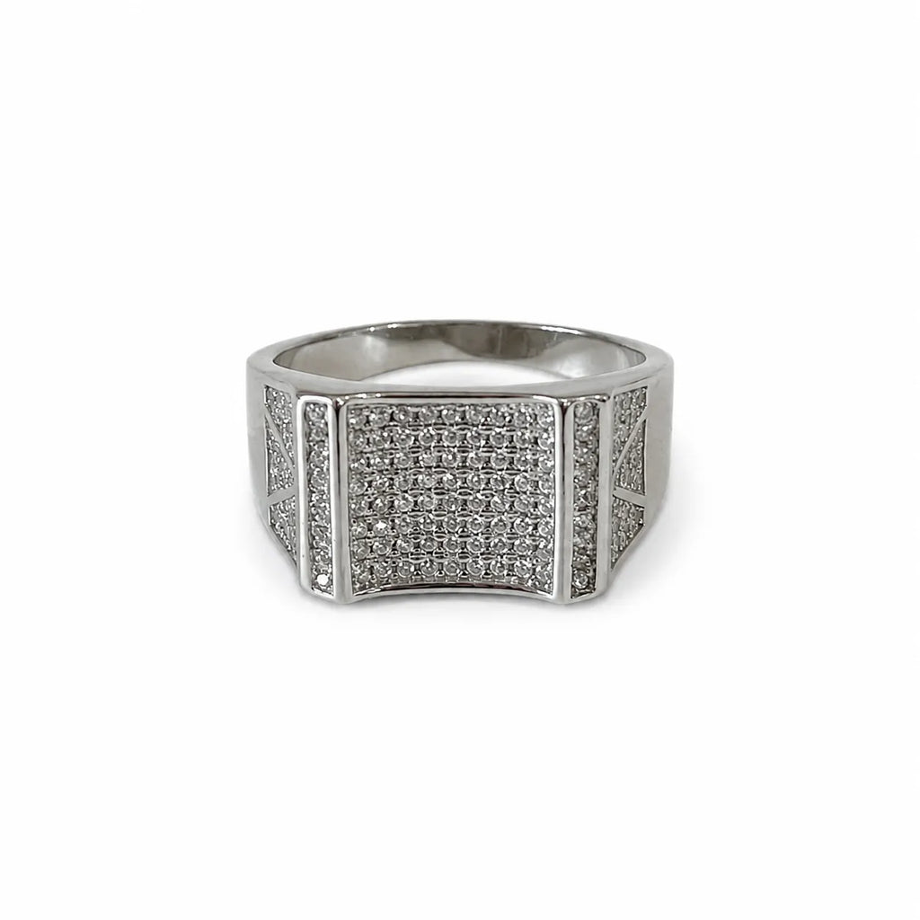 Marvel Silver CZ stone square signet ring for men with 2.3 cm size