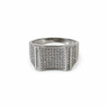 Marvel Silver CZ stone square signet ring for men with 2.3 cm size