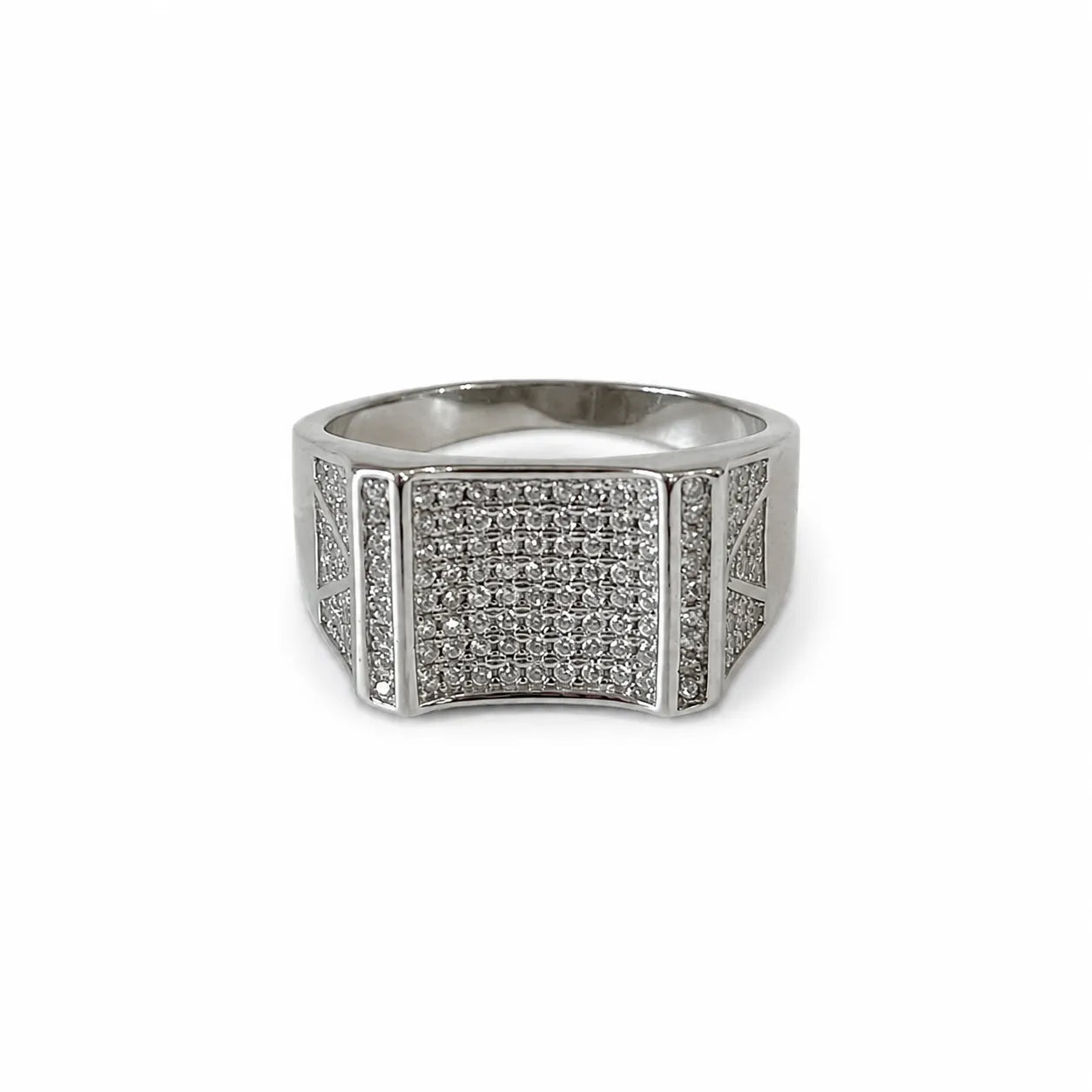 Marvel Silver CZ stone square signet ring for men with 2.3 cm size