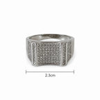 Marvel Silver CZ stone square signet ring for men with 2.3 cm size