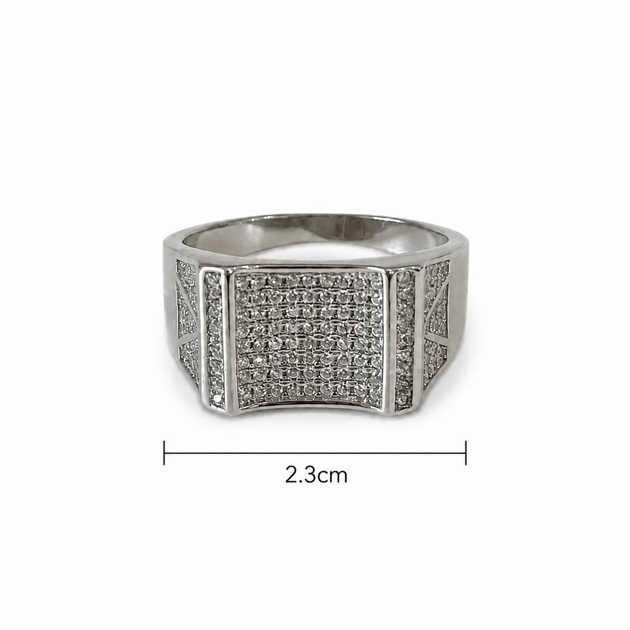Marvel Silver CZ stone square signet ring for men with 2.3 cm size