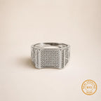 Marvel Silver CZ stone square signet ring for men with 2.3 cm size