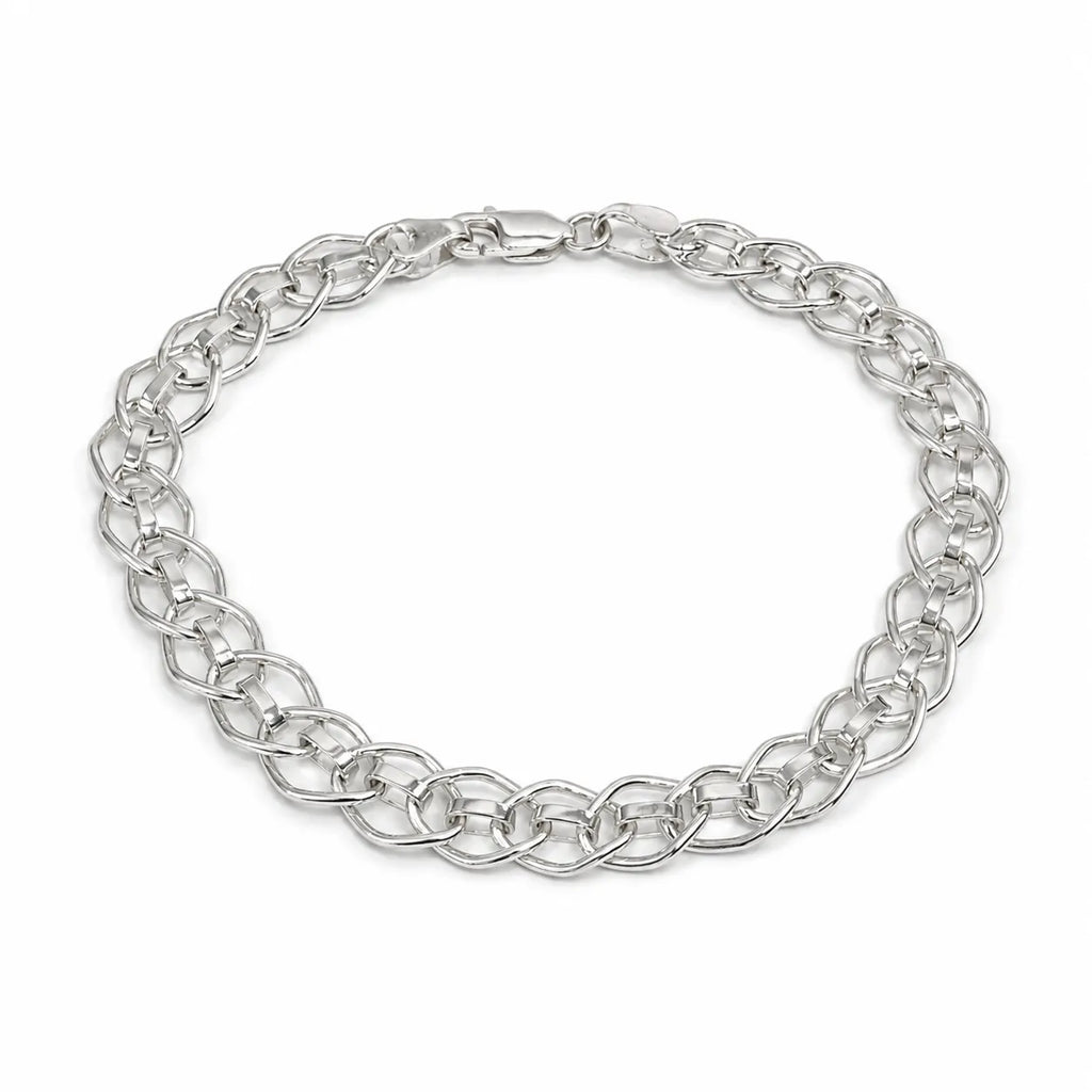 Marvel Silver chunky oval link bracelet for men with polished silver finish