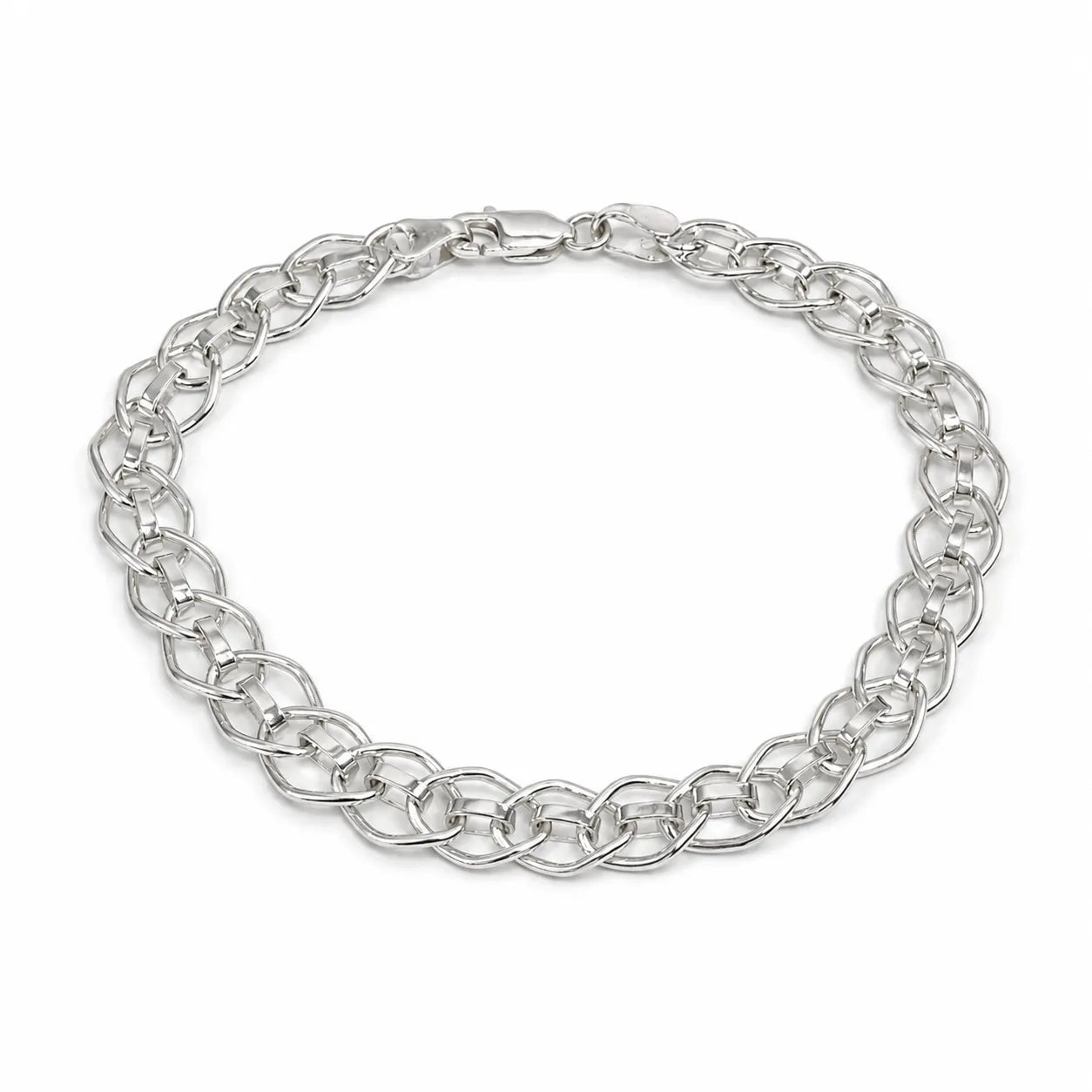 Marvel Silver chunky oval link bracelet for men with polished silver finish