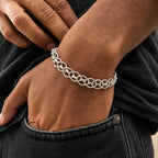 Marvel Silver chunky oval link bracelet for men with polished silver finish