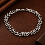 Marvel Silver chunky oval link bracelet for men with polished silver finish