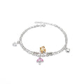 Marvel Silver Crystal Charm Anklet with heart, star, umbrella charms, and adjustable silver double chain for women and girls.