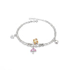 Marvel Silver Crystal Charm Anklet with heart, star, umbrella charms, and adjustable silver double chain for women and girls.