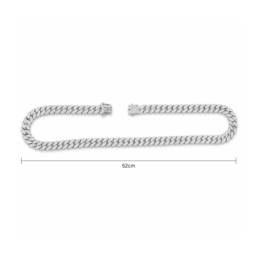 Marvel Silver iced Cuban link chain for men with sparkling stone-studded links and box clasp