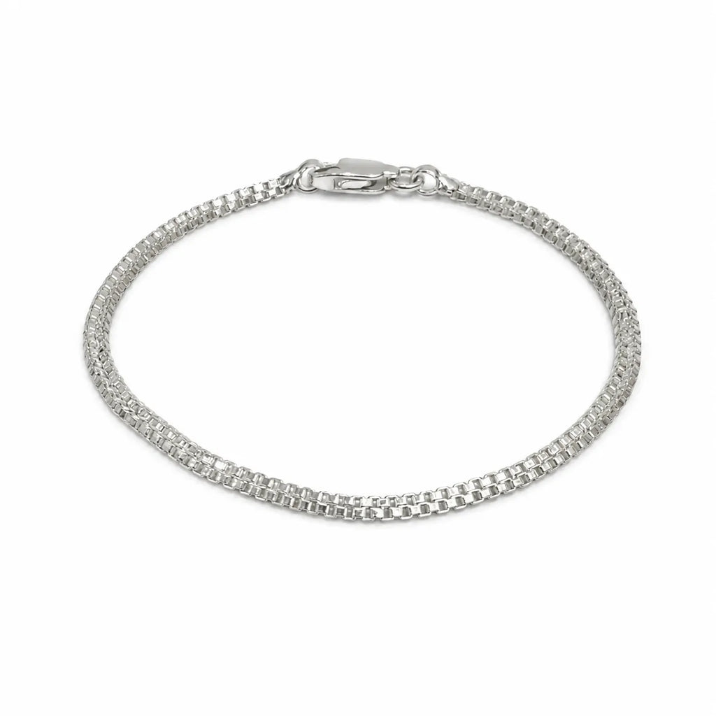 Marvel Silver double row square link bracelet for men with polished silver finish