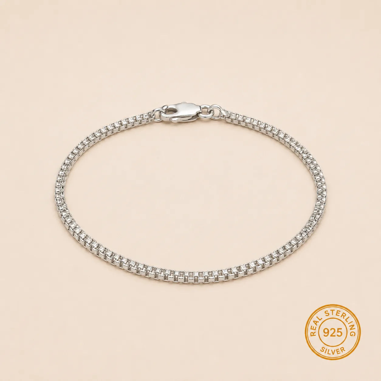Marvel Silver double row square link bracelet for men with polished silver finish
