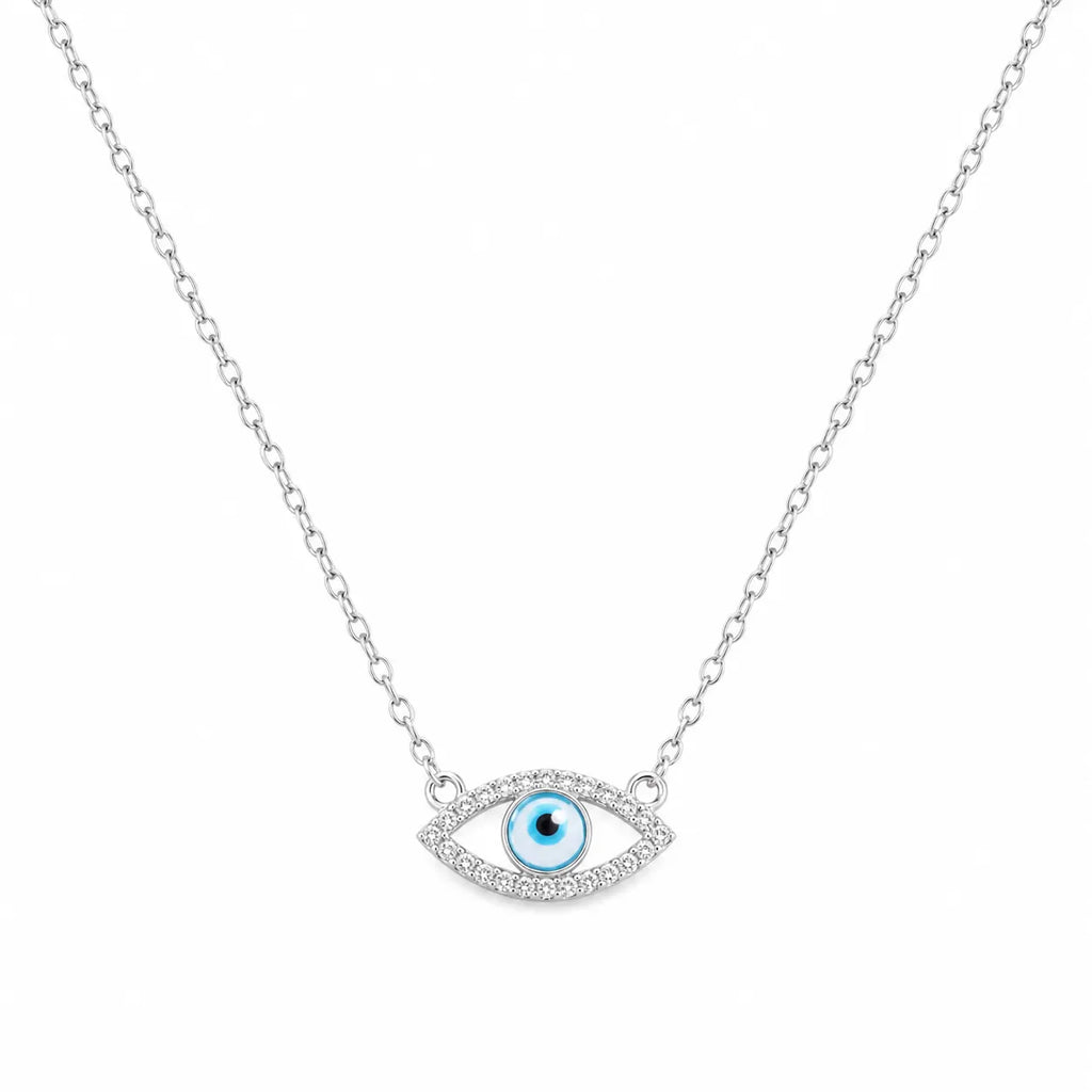 Marvel Silver evil eye silver chain pendant for girls with blue nazariya design