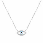 Marvel Silver evil eye silver chain pendant for girls with blue nazariya design
