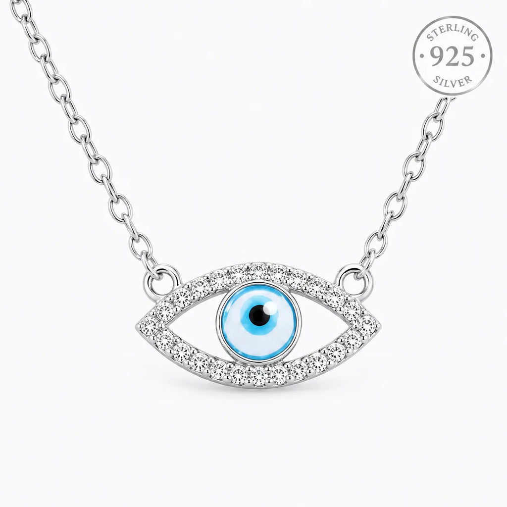 Marvel Silver evil eye silver chain pendant for girls with blue nazariya design