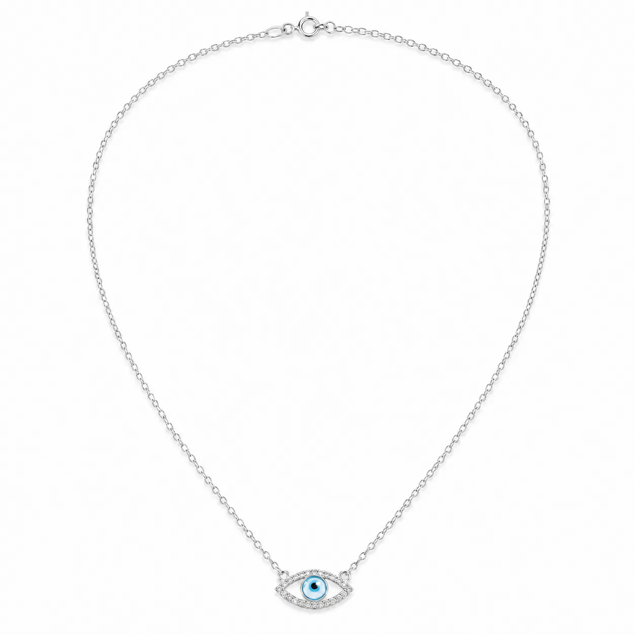 Marvel Silver evil eye silver chain pendant for girls with blue nazariya design