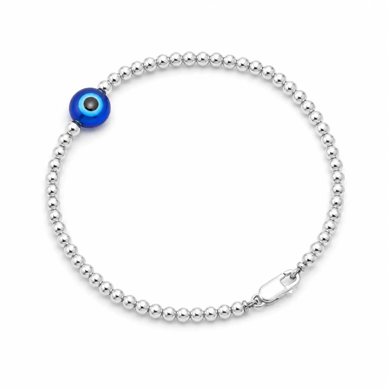 Marvel Silver evil eye silver beads bracelet for women with blue Nazaria charm
