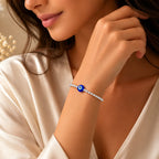 Marvel Silver evil eye silver beads bracelet for women with blue Nazaria charm