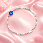 Marvel Silver evil eye silver beads bracelet for women with blue Nazaria charm