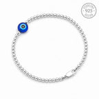 Marvel Silver evil eye silver beads bracelet for women with blue Nazaria charm