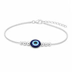 Marvel Silver evil eye silver bracelet for women with blue Nazaria charm and silver beads