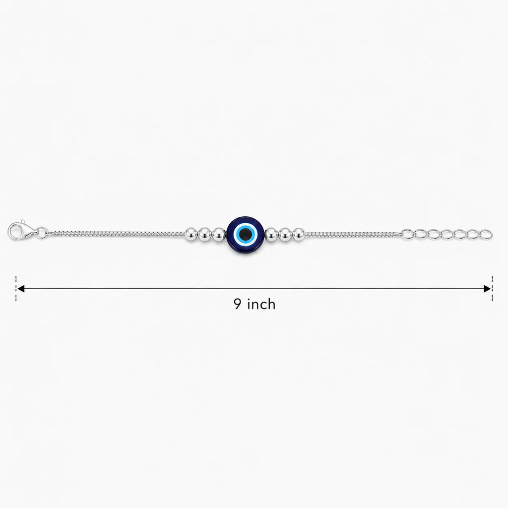 Marvel Silver evil eye silver bracelet for women with blue Nazaria charm and silver beads