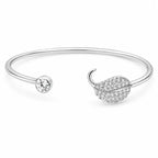 Marvel Silver feather design silver kada for girls with sparkling white stones