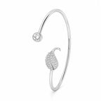 Marvel Silver feather design silver kada for girls with sparkling white stones