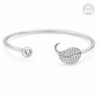 Marvel Silver feather design silver kada for girls with sparkling white stones