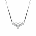 Marvel Silver floral butterfly black beads mangalsutra for women with 4.7 cm pendant