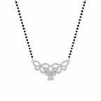 Marvel Silver floral butterfly black beads mangalsutra for women with 4.7 cm pendant