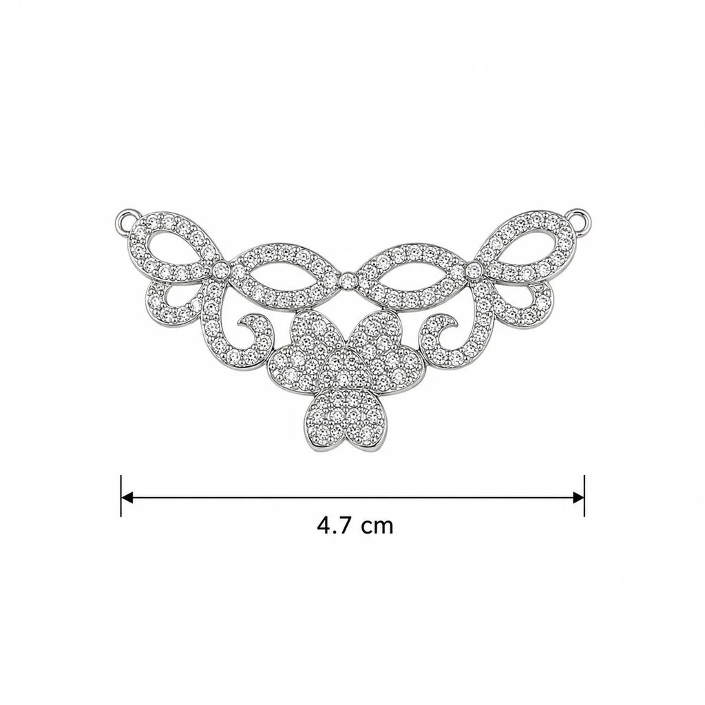 Marvel Silver floral butterfly black beads mangalsutra for women with 4.7 cm pendant